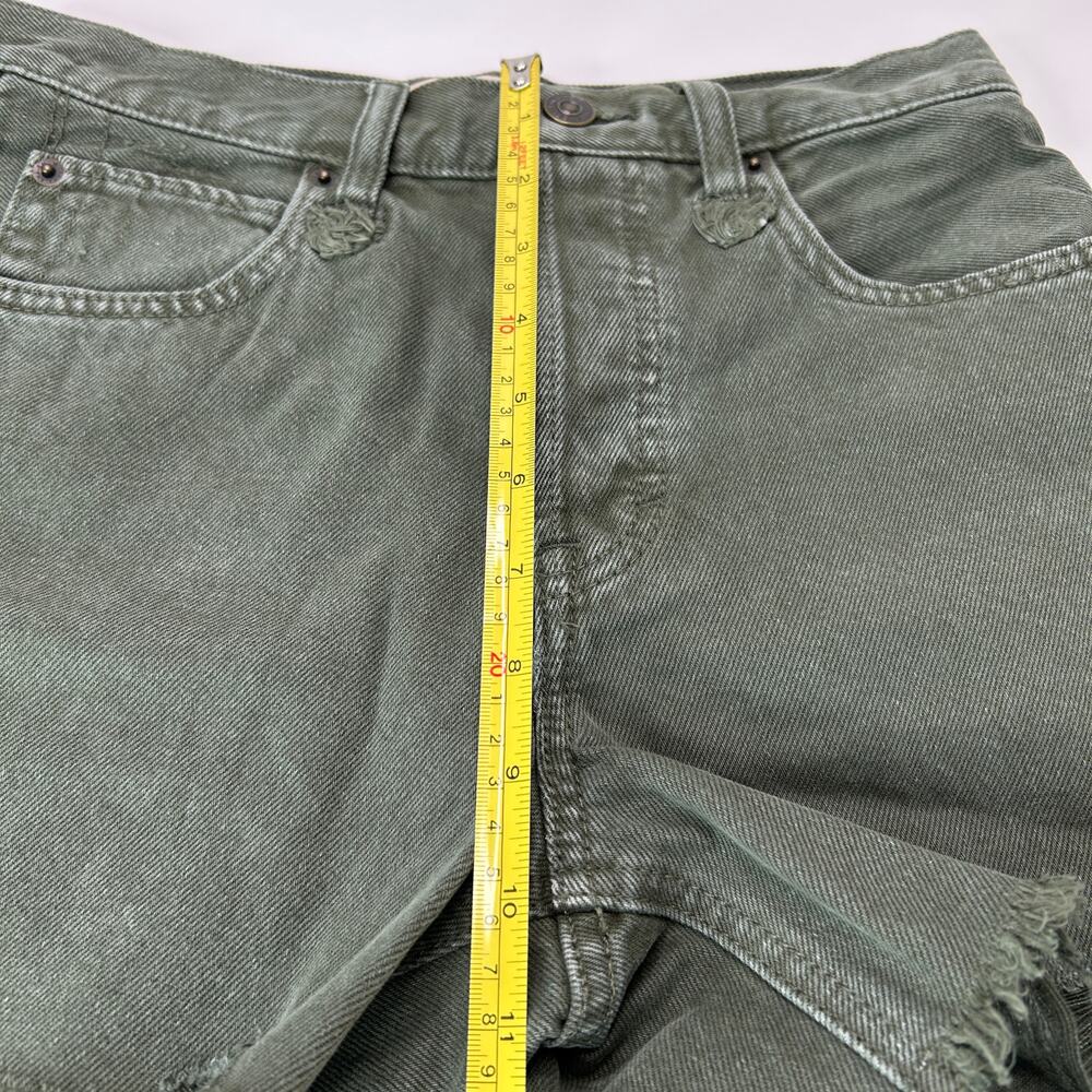 Free People Makai Cutoff Denim Shorts Olive Green Mid Rise Shorts Women 24 NWT - Picture 9 of 10